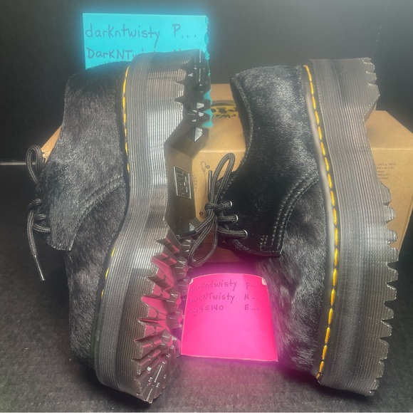 BNIB Dr.Martens 1461 QUAD BLACK CALF HAIR ON PLATFORM LOAFER UK3 US5 Big Kid 3 - Picture 5 of 12